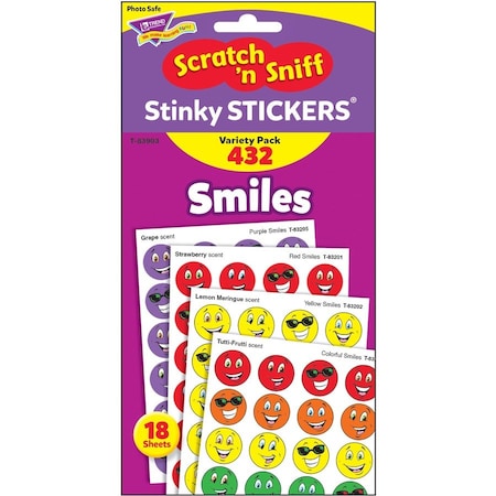 Trend Smiles Variety Stickers, Scratch-'n-Sniff, 432 Stickers, Multi TEPT83903